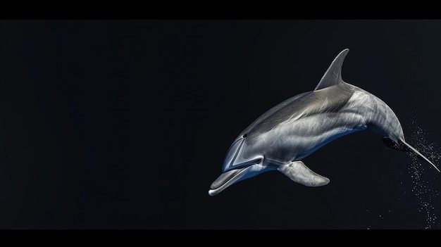 Bottlenose Dolphin in the solid black background