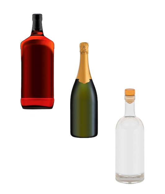 Bottles of alcoholic drinks