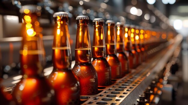 Bottles of Beer on Conveyor Belt