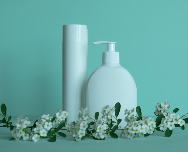 Bottles for cosmetic products without a label Body care concept