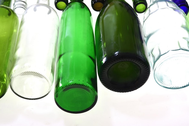 Bottles lying on a white background