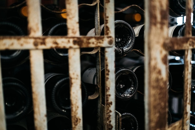 Photo bottles in rack