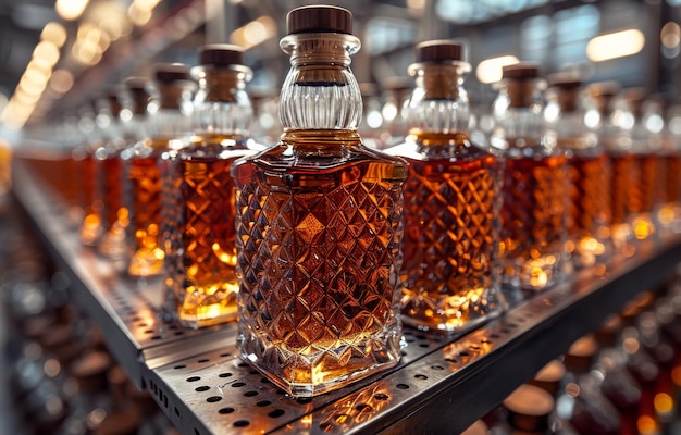 Photo bottles of whiskey are seen at the factory of the distillery