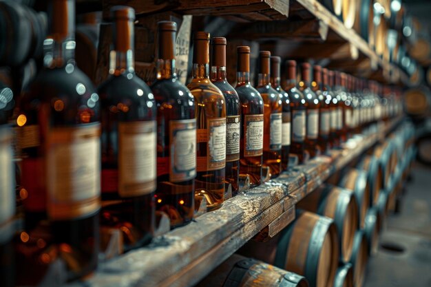 Bottles of Wine on a Shelf