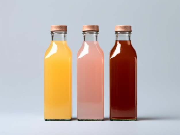 Bottles with colorful drinks isolated