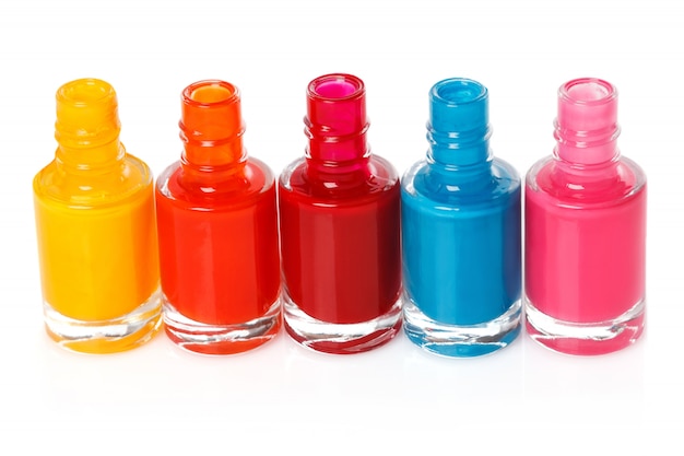 Bottles with a colorful nail polish