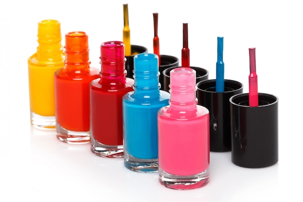 Bottles with a colorful nail polish