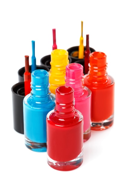 Bottles with a colorful nail polish