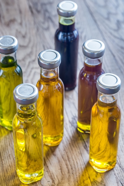 Bottles with different kinds of vegetable oil