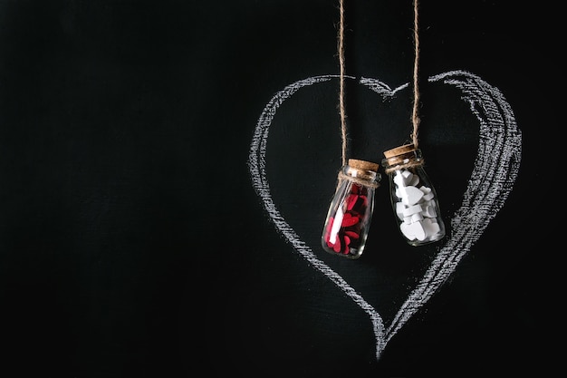 Bottles with hearts