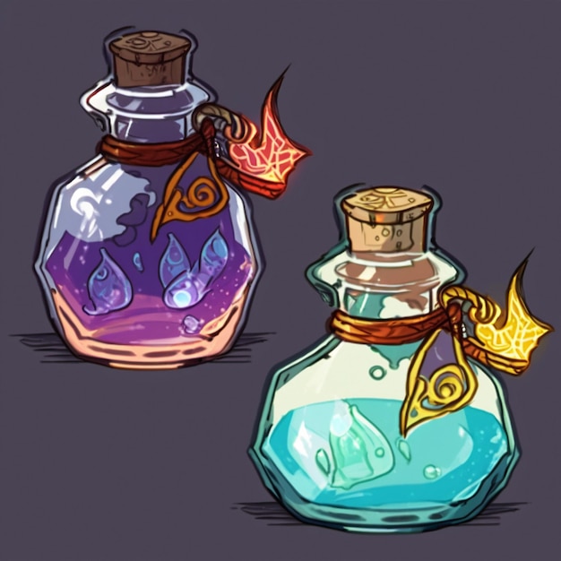 Photo bottles with magic potions