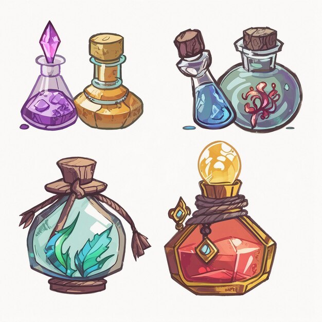 Photo bottles with magic potions