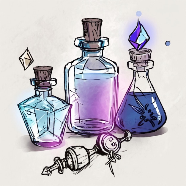 Bottles with magic potions