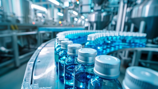 A bottling line for medicines in a modern factory