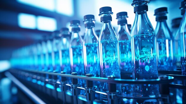 Bottling and production of blue carbonated drinks