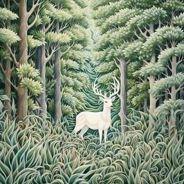 At the bottom of the frame is a very small white deer Ai generated art