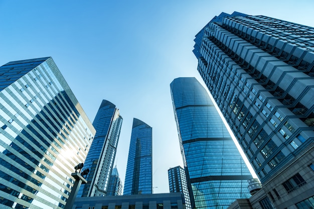 bottom view of skyscrapers