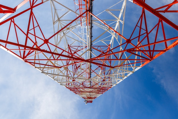 Bottom view of a telecommunications tower