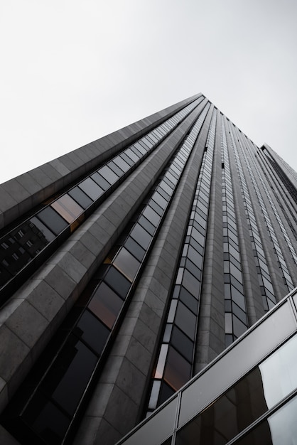 Bottom view urban zone with skyscrapers