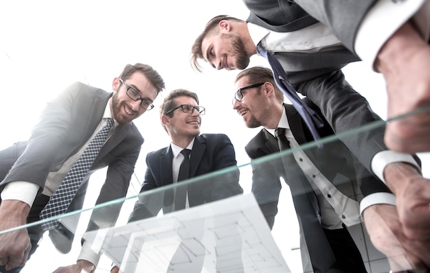 Bottom viewbusiness team discussing a financial chart business concept