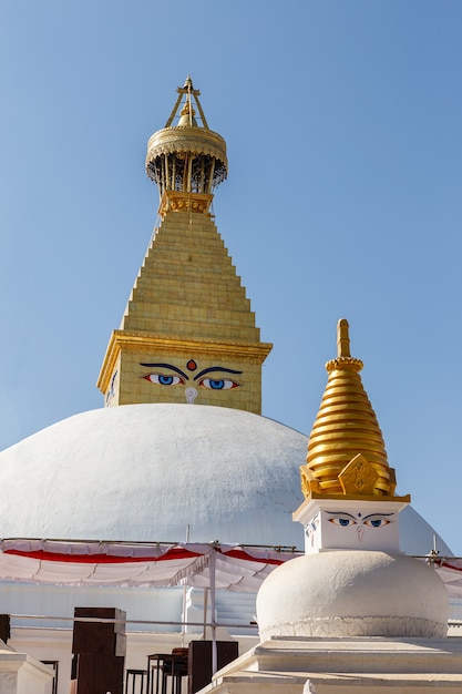 Bouddhanath-stoepa in Kathmandu Nepal Boeddhistische stoepa van Boudha-stoepa is een van de grootste stoepa's ter wereld