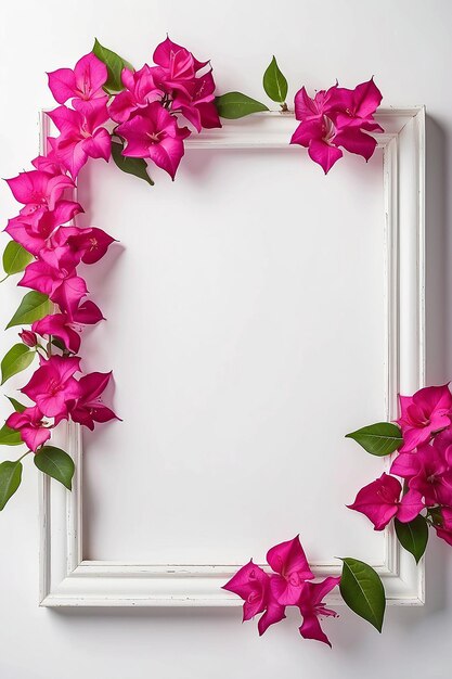 Bougainvillea Bloom Border blank Frame Mockup met witte lege ruimte voor het plaatsen van uw ontwerp