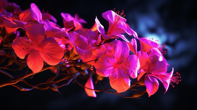 Bougainvillea flower Realistic neon color AI Generated image