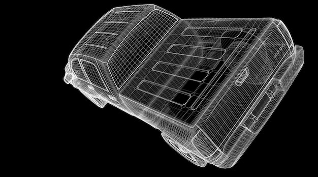 Bougie, carrosseriestructuur, draadmodel op achtergrond