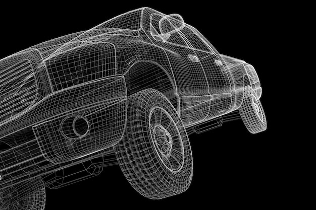 Foto bougie, carrosseriestructuur, draadmodel op achtergrond