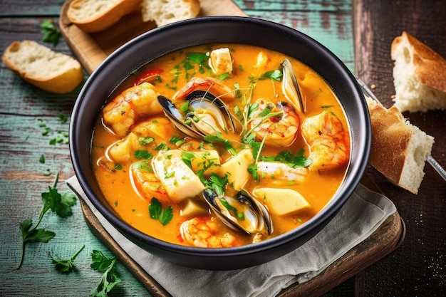 Bouillabaisse is een klassieke Franse professionele visreclame voor voedselfotografie