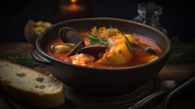 Bouillabaisse a traditional fish soup