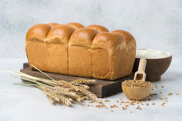 Foto boulangerie giappone pane bianco composizione di sfondo