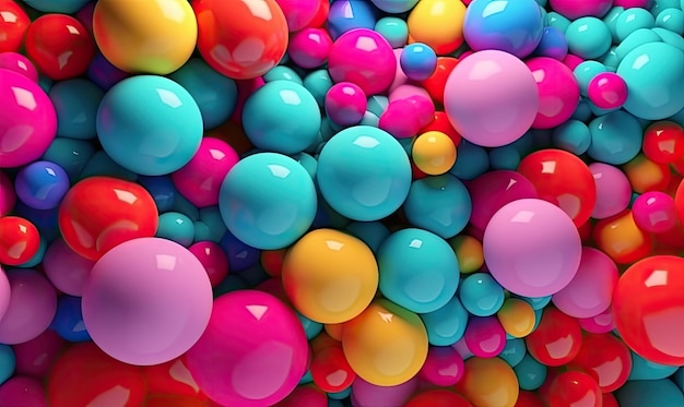 Bouncy ballen in een regenboog van kleuren op een gemodelleerde achtergrond Creëren met behulp van generatieve AI-tools