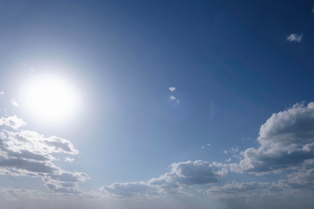 boundless expanse of the sky with cumulus clouds and rays of the sun moments of daybreak and sunset