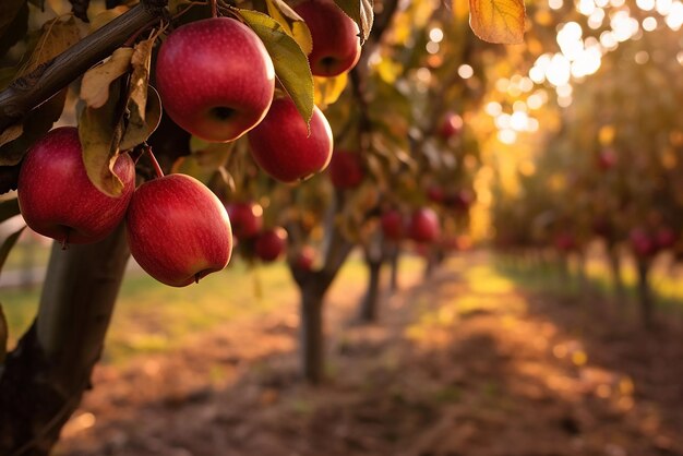 Bountiful Apple Trees in an Orchard during the Fall Season Created with Generative AI Tools