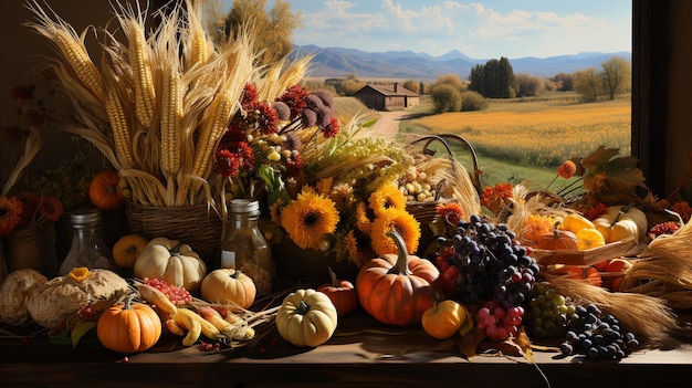 Bountiful Harvest in a Rustic Farmhouse Setting