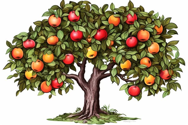 Bountiful Harvest Vibrant FruitBearing Trees Clipart in AR 32