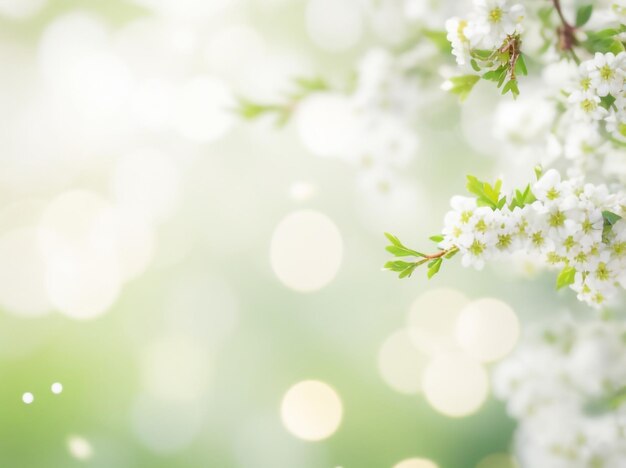 Bountiful spring fruits and flowers on wooden table background