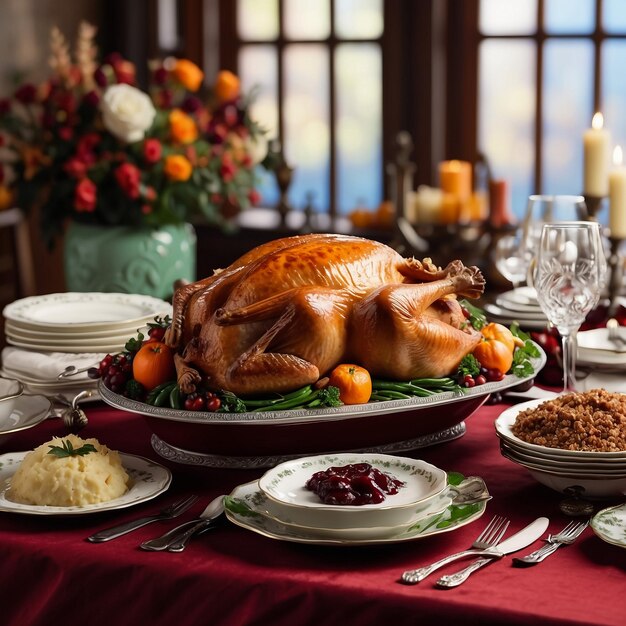 Photo a bountiful thanksgiving feast