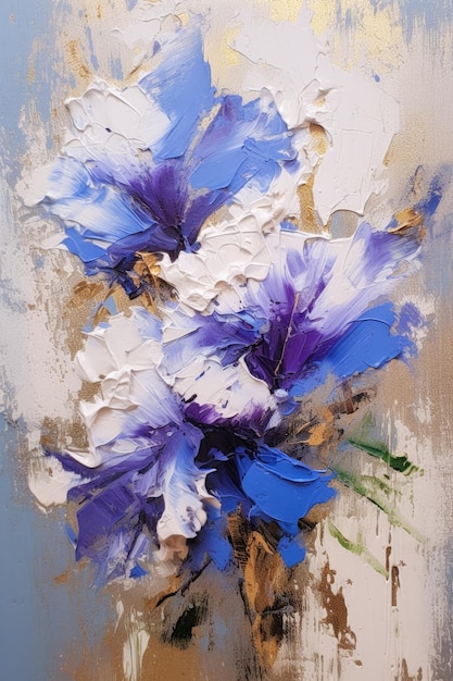 Bouquet of abstract flowers in style of abstract impasto oil painting ai generative