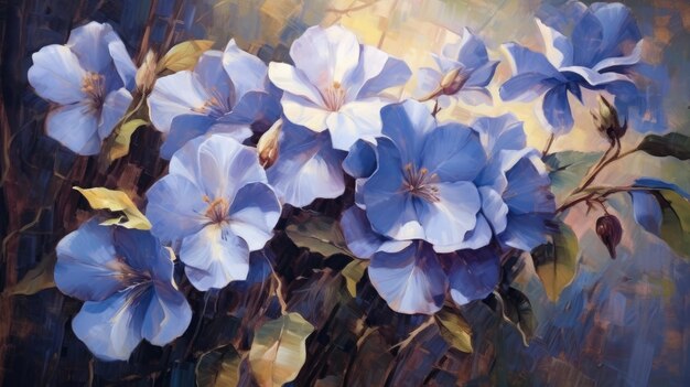 純粋な手描きのヨーロッパの厚い油の質感の抽象的な花
