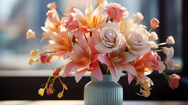 bouquet of beautiful flowers in vase