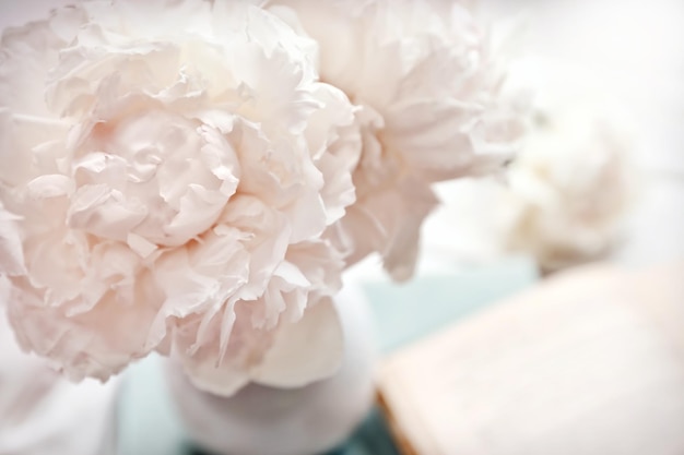 Bouquet of beautiful peonies closeup