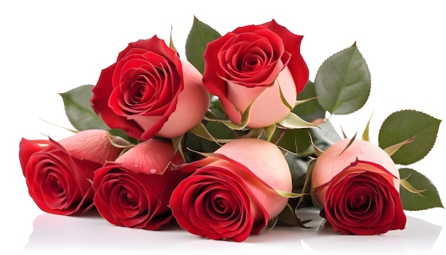 bouquet of beautiful red roses isolated on white background