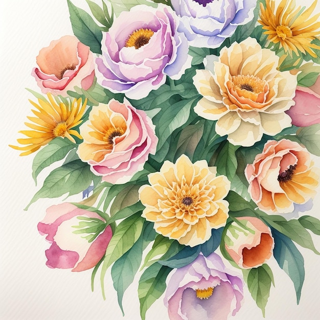 A Bouquet of Beauty Watercolor Flowers