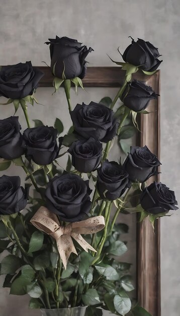 A bouquet of black roses