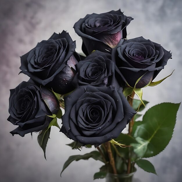 A bouquet of black roses