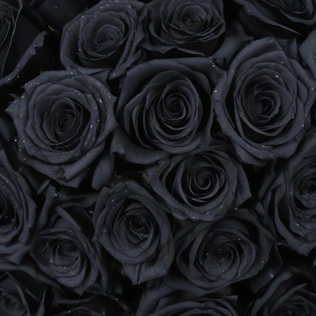 A bouquet of black roses