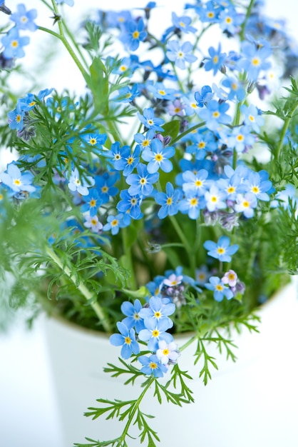 青いワスレナグサの花束をクローズアップ