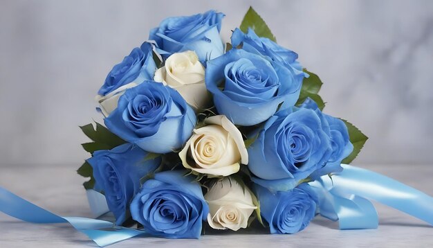 파란 장미 한 꽃줄